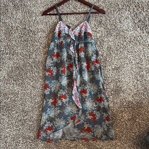 Floral Halter Dress in Blue and Red
